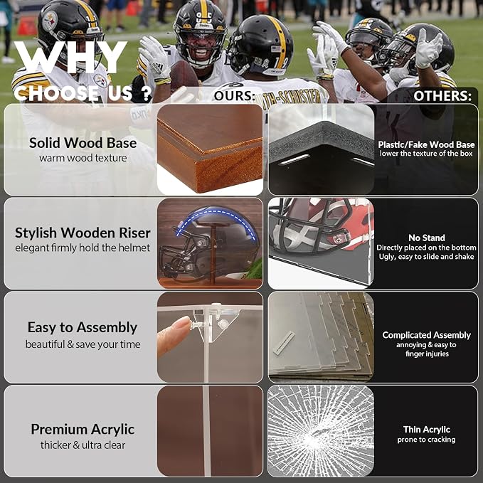JupDec Football Helmet Display Case, Full Size Acrylic Baseball Motorcycle - Image 5
