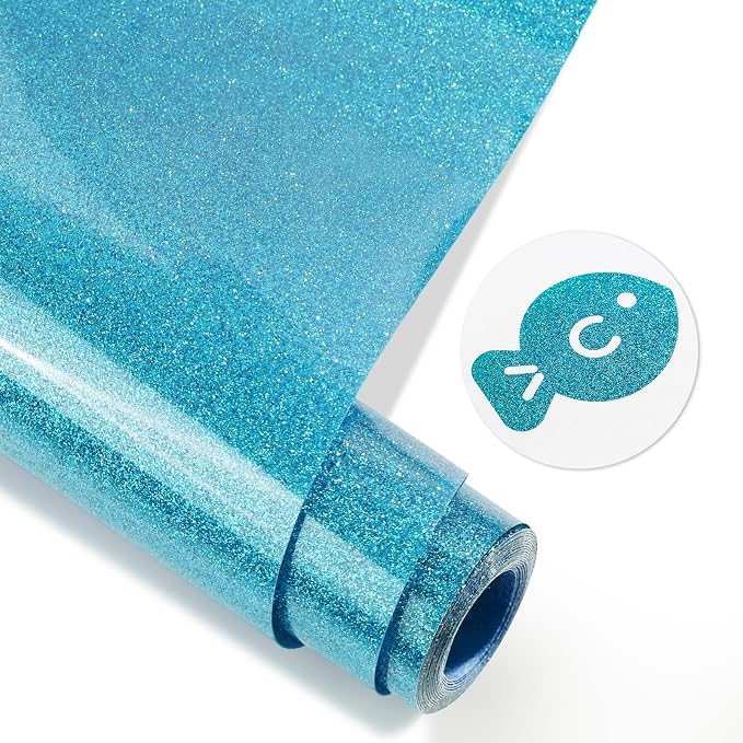 Blue Glitter HTV Heat Transfer Vinyl, Glitter Iron on Vinyl Roll 10" X 8ft | - Image 8