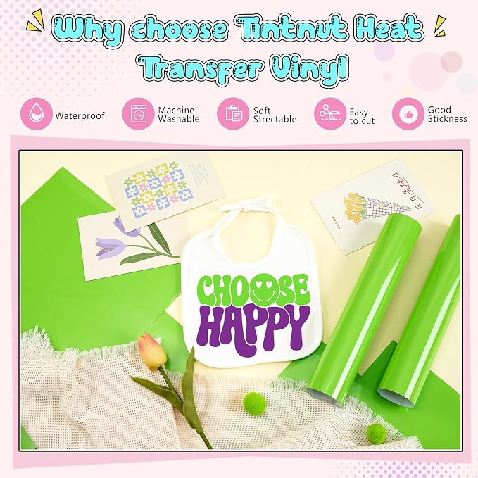 Tintnut Green Flash Color Heat Transfer Vinyl, easy cut & weed, stretch washable - Image 3