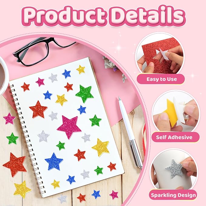 900Pcs Foam Stickers, Colorful Foam Shape Stickers Self Adhesive Star Stickers - Image 3