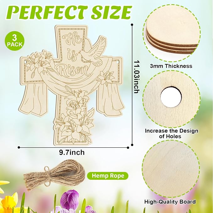 Large Size 12" Wooden Easter Ornaments to Paint, Wooden DIY Blank Unfinished - Image 7