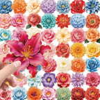 56Pcs Flower Stickers Transparent Aesthetic Flowers Stickers - Image 6