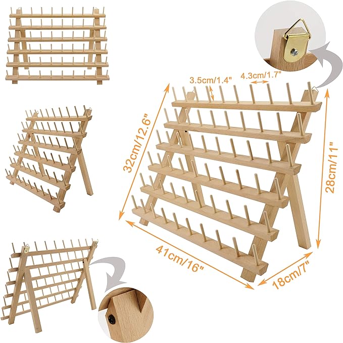 New brothread 2X60 Spools Wooden Thread Rack/Thread Holder Organizer - Image 3