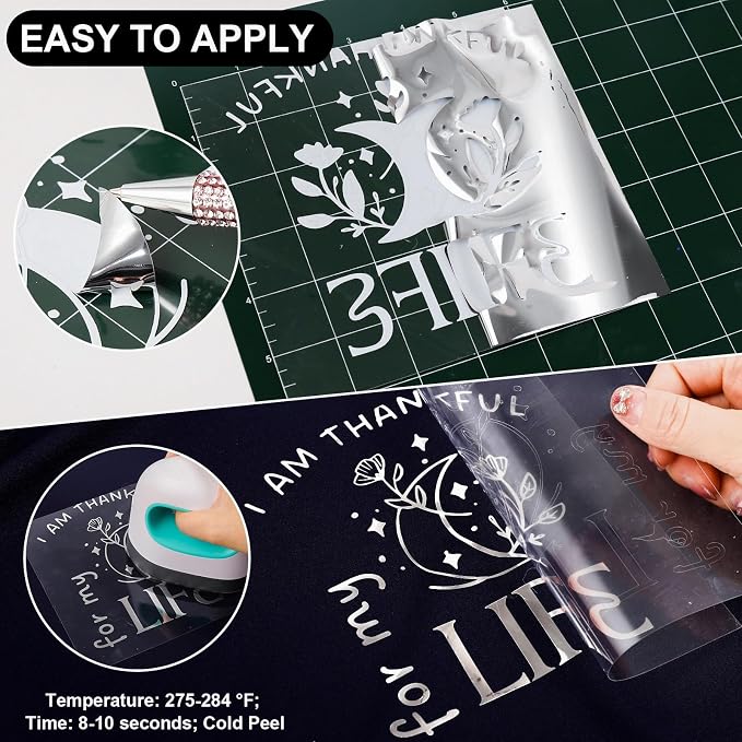 VINYL FROG Silver Metallic Foil Heat Transfer Vinyl 12" x5ft Silver HTV Vinyl - Image 3