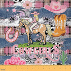 Western Cowgirl Fabric by The Yard, Girly Pink Flowers Hat Flannel Polyester by CastleFairy