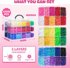 Simetufy 10000Pcs Pony Beads Bulk, 30 Colors Rainbow Kandi Beads - Image 3