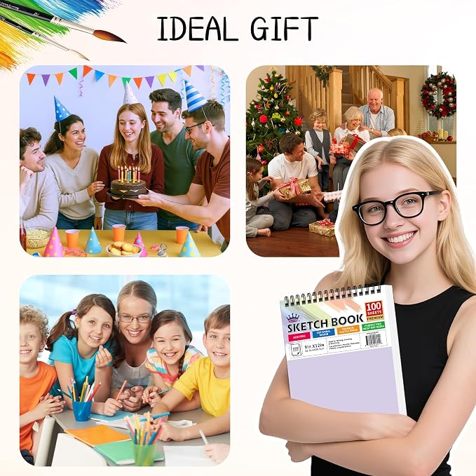 WINNER 9" x 12" Sketch Book 4 Pack, 400 Sheets Spiral Bound Art Sketchbook - Image 8