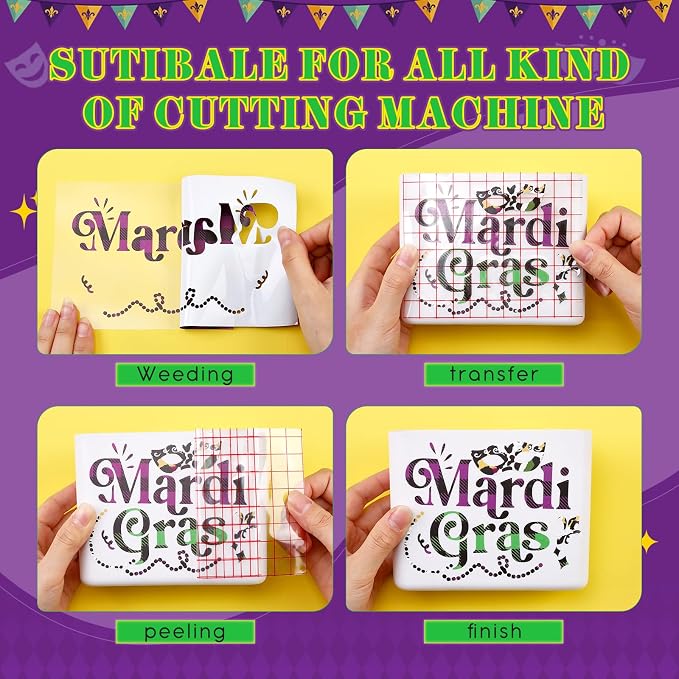 Tintnut Mardi Gras Permanent Vinyl 12 Sheets 12''x10'' Adhesive Vinyl | Shrove - Image 3