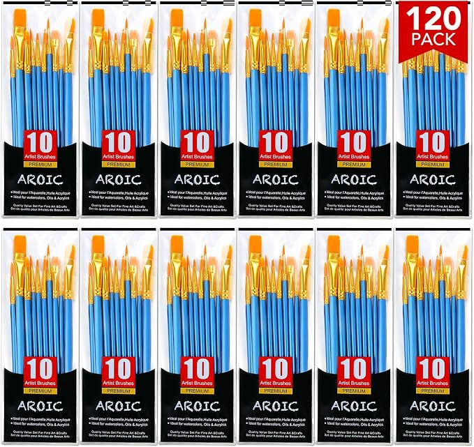 AROIC Acrylic Paint Brush Set, for Oil Painting Rock Body Painting, Artist by AROIC