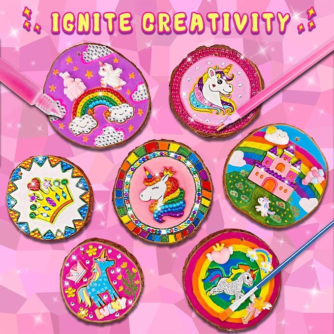 klmars Unicorn Themed Wooden Painting Kit-Glow in The Dark-Arts & Crafts Gifts - Image 2