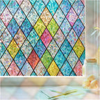 Windimiley Stained Glass Window Privacy Film:3D Rainbow Floral Decorative by WindimileyDecor