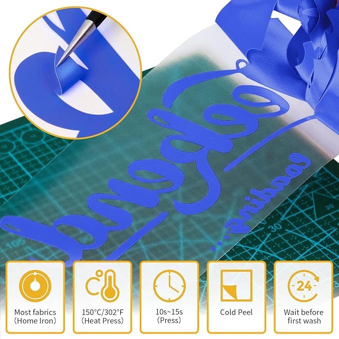 VinylRus Heat Transfer Vinyl-12” x 35FT Royal Blue Iron on Vinyl Roll - Image 3