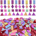 Iridescent Red Glass Mosaic Tiles, 280 Pieces Mixed 4 Shapes Stained Glass by KALUCION