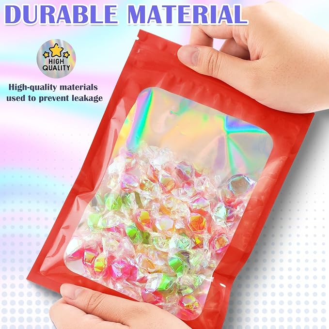JETMORE 300 Pcs Mylar Bags, Smell Proof Bags Foil Pouch, Holographic Resealable - Image 4