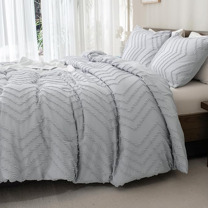 Andency Silver Grey Comforter Full Size, Boho Grey Soft Warm Bedding Comforter - Image 3