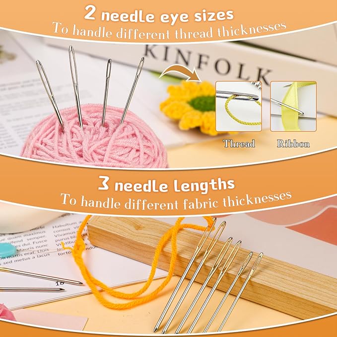 TLKKUE 12 Pcs/3 Sizes Large-Eye Blunt Needles, Steel Yarn Needle - Image 6