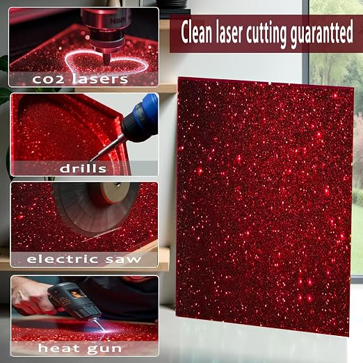 Glitter Acrylic Sheets, 2 Pack, 1/8" Thick | 3mm Cast Sparkly Sheets, - Image 4