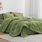 Love's cabin Full Comforter Set Olive Green, 7 Pieces Full Bed in a Bag by Lovescabin