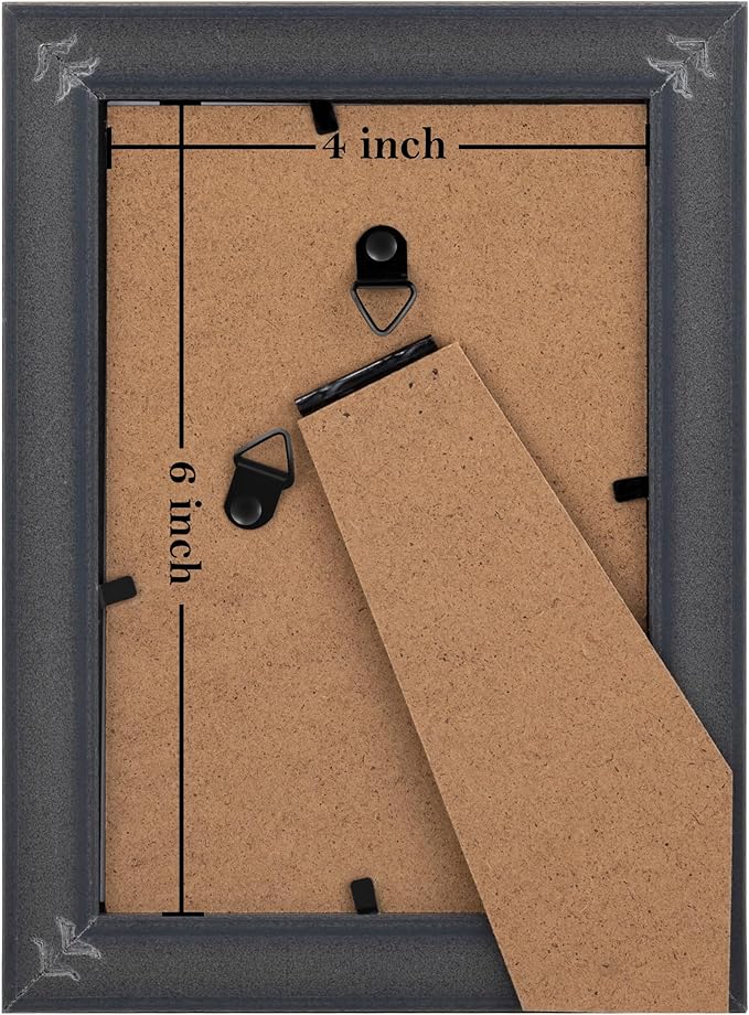 eletecpro 4x6 Vintage Picture Frame, Glass Cover, Horizontal or Vertical - Image 4