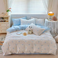 BOLINLIVING Cute Duvet Cover King Size, Reversible Light Blue & White Heart by BOLINLIVING