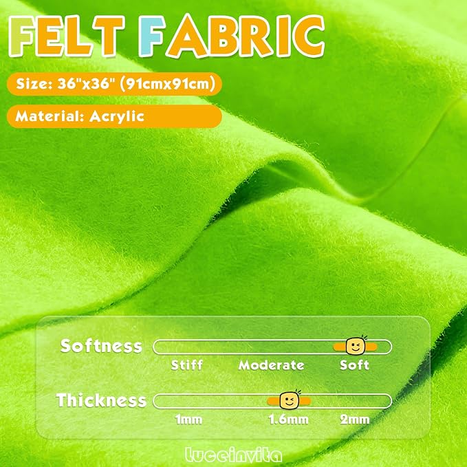 Lime Green 36" X 36" Felt Fabric Sheet - Image 2