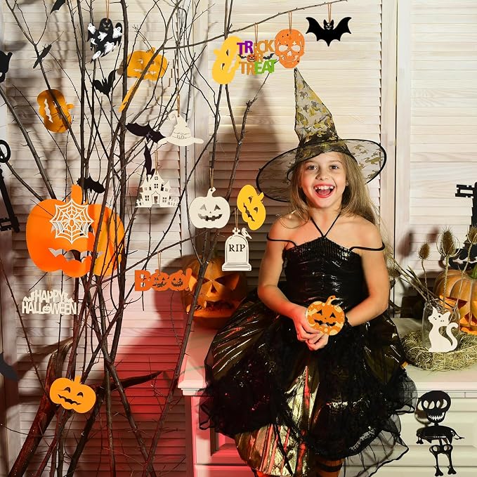 36PCS Wooden Halloween Ornaments to Paint Fall Decorations, 12 Styles DIY Blank - Image 5