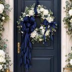 HUIHUANG Navy Blue Satin Wired Ribbon 2.5 inch Navy Wire Edge Christmas Ribbon - Image 6