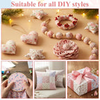 48 Pcs 10 x 10 Inches Pink Floral Cotton Fabric Bundles, Precut Pink Retro - Image 5