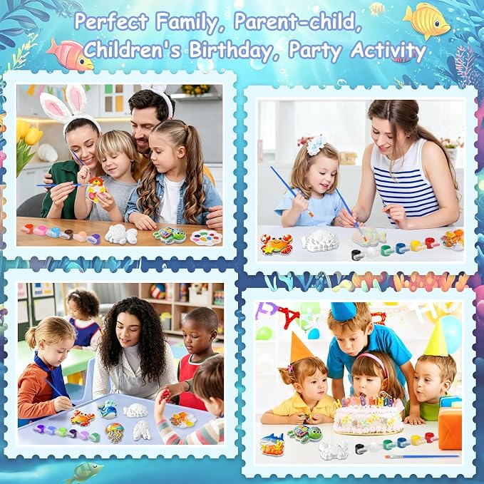 Yamgqus 24 Pcs Paint Your Own Plaster Jungle Animals Painting Kit, DIY Ceramic - Image 5