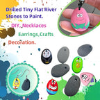 CYLHCM 12PCS Top Drilled Tiny Flat River Stones to Paint, 0.8"-1.0"Craft Rocks - Image 6