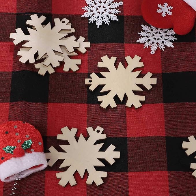 Unfinished Wooden Christmas Ornaments-Tmflexe 50-Pack Paintable Blank Xmas Tree - Image 4