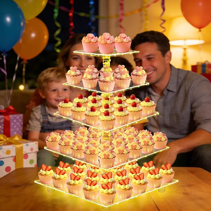 YestBuy 5 Tier Cupcake Stand for 60 Cupcakes, Birthdays and Dessert Tables - Image 5