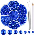 NACHLYNN 6480 Pcs Flat Back Pearl 7 Sizes Half Round Beads Blue by Createyourownlifestory