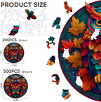 Mocfesk Wooden Puzzles for Adults, Maple Leaf Owl Puzzles 500 Pieces | Unique - Image 3