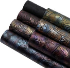 David accessories Flower Butterfly Bump Texture Faux Leather Sheet 7 Pcs 7.7" x - Image 2
