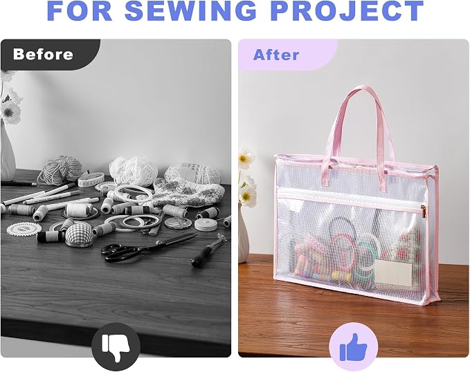 Qozary 5 Pcs Sew Project Bags for Quilting-A3 Sewing Craft Organizer Storage - Image 5