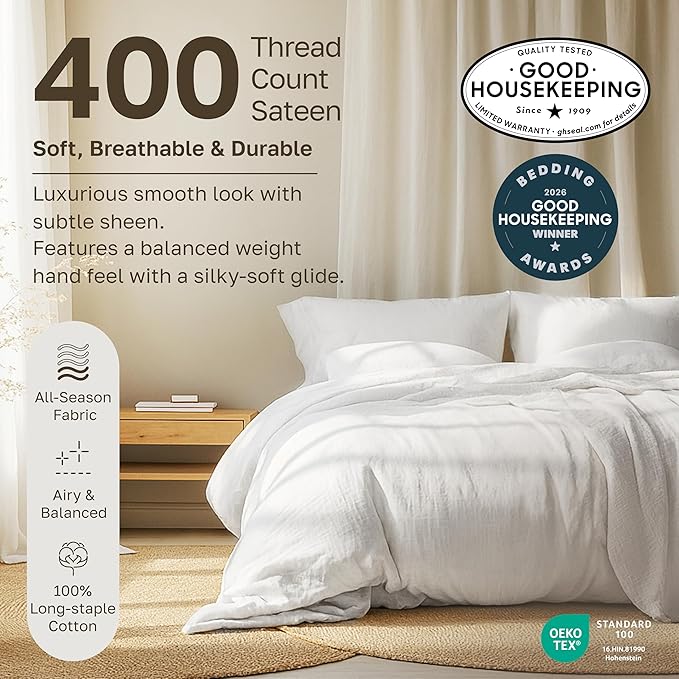California Design Den Soft 100% Cotton Sheets King Size Set, 400 TC Good - Image 3