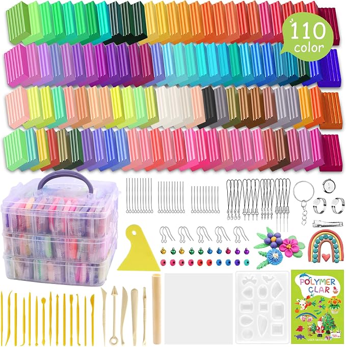 PeacePeo Polymer Clay 110 Colors Non-Sticky Oven Bake Clay 215 Pcs Non-Toxic by PeacePeo