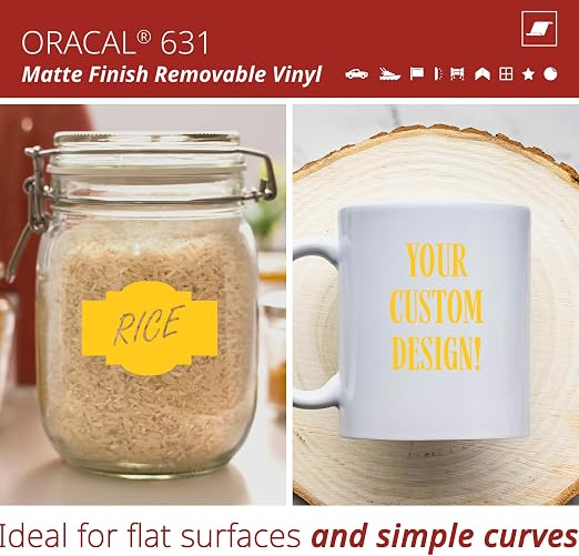 ORACAL 631 Matte Yellow Vinyl Durable Roll Easy to Weed Permanent Adhesive - Image 2