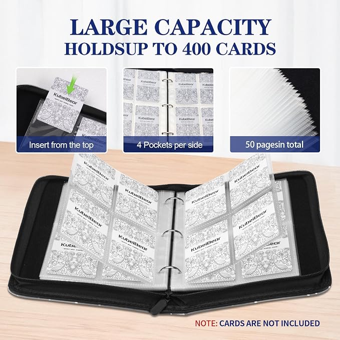 Card Binder – 400 Capacity, Zippered Trading Card Holder - Image 2