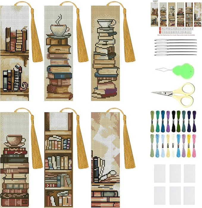 KYOQFVN 6 Pcs Book Cross Stitch Bookmark by KYOQFVN