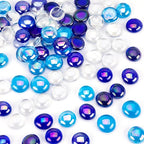 DomeStar 65PCS Iridescent Blue Flat Marbles, Decorative Glass Pebbles | Vase by DOMESTAR