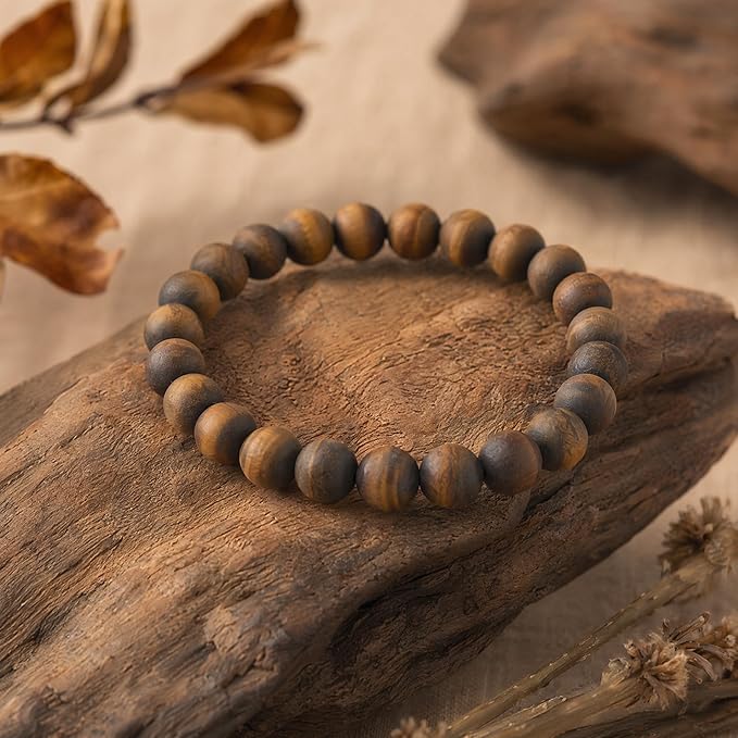 48pcs Natural Matte Tiger Eye Gemstone Beads，8mm Frosted Round Loose Stone Beads - Image 3