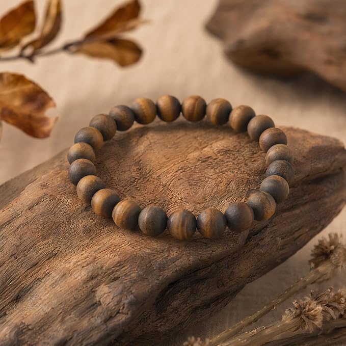 60pcs Natural Matte Tiger Eyes Gemstone Beads，6mm Frosted Round Loose Stone - Image 3