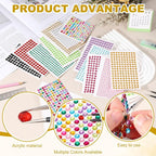 HARFINGTON 5 Sheet/800pcs Rhinestone Adhesive Stickers Self Adhesive Acrylic - Image 4