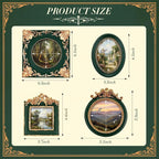 Qunclay Vintage Mini Picture Frames Set of 4, Round Rectangle Ornate Small - Image 3
