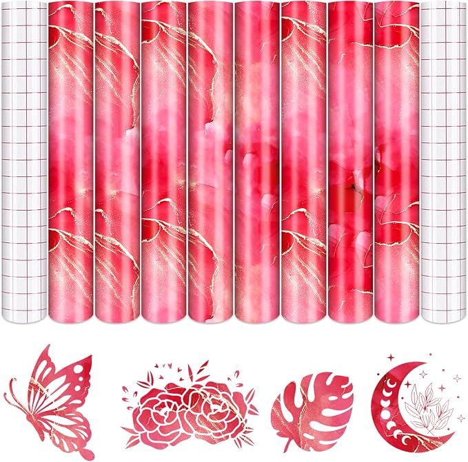 Tintnut Marble Permanent Vinyl 8 Sheets 12x10in Rose Pink Adhesive Vinyl | by Tintnut