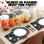 50 Guests Halloween Spider Web Plates and Napkins Party Supplies Spiderweb - Image 5