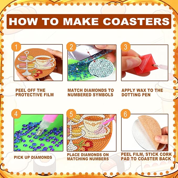8-Pack Diamond Art Coaster Kit - Image 7