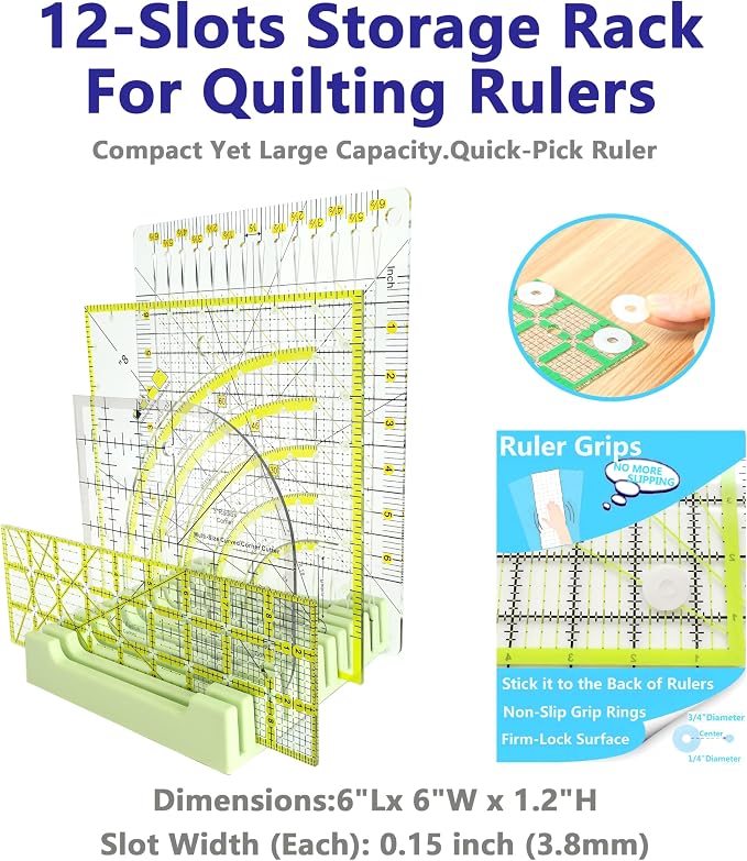 Quilting Kit with Quilting Ruler Holder, Rotary Cutter, Curved Corner Cutter - Image 2